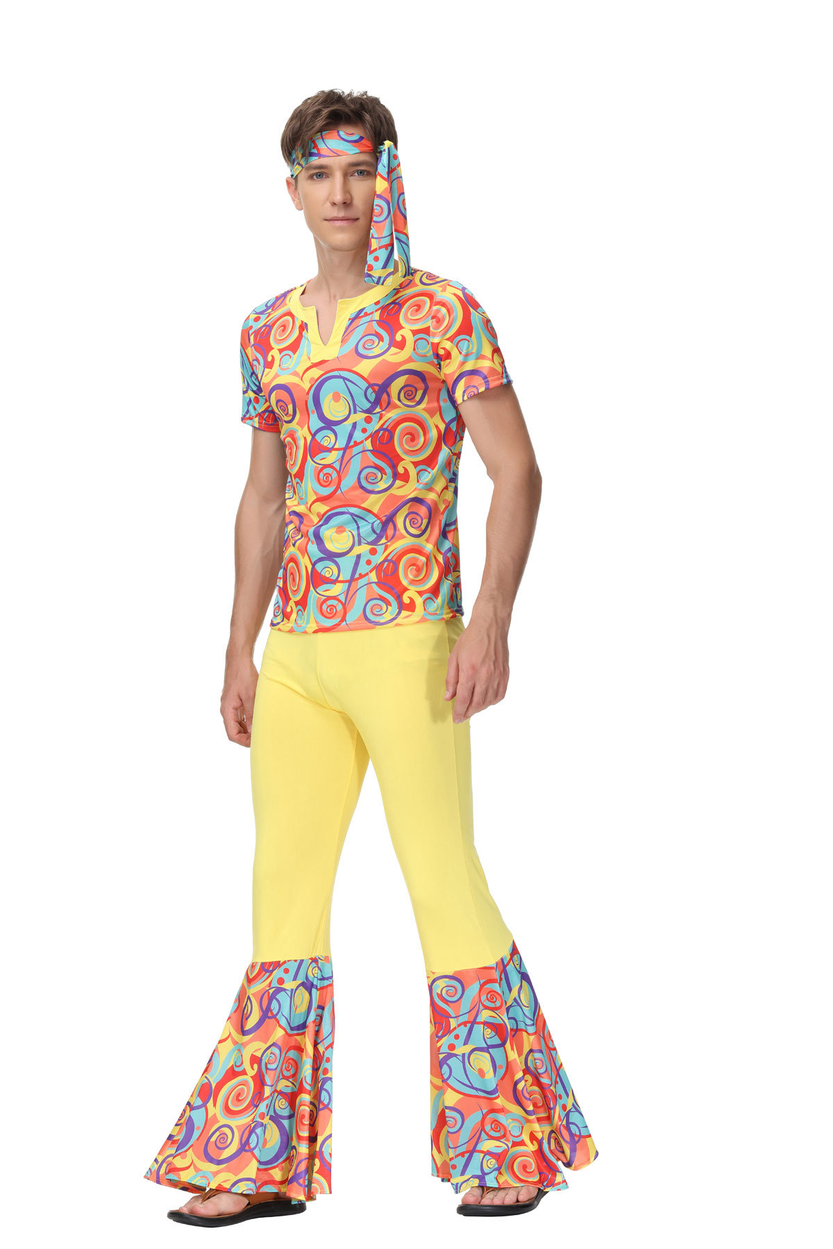 70s Retro Hippie Costume Set Halloween Disco Dance Performance Adult Costume